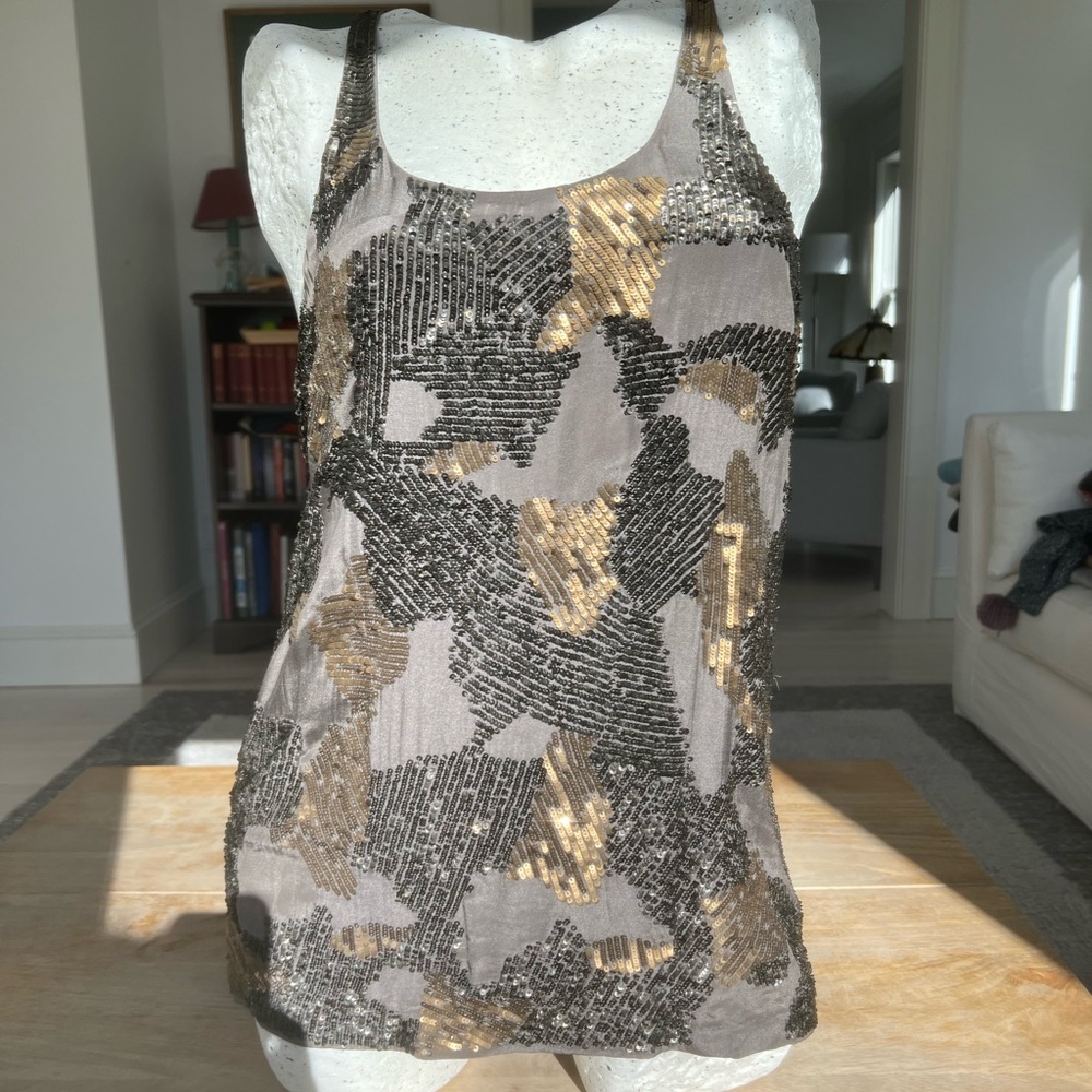 Club Monaco gold and gun metal embellished tank top Xs $299